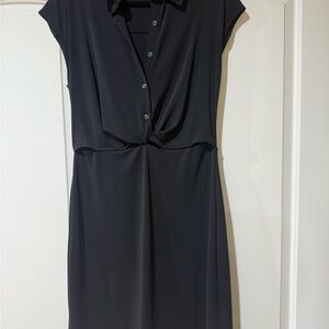 Banana Republic Black Buttoned Ruched Sheath Dress